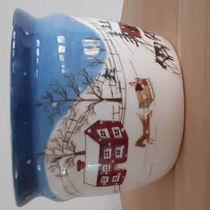 Bath & Body Works Holiday 1998 Planter Grandma Beaty Art Country Winter Scene
